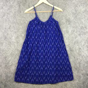 Madewell Dress XXS Tank A Line Trapeze Blue Printed Pockets Casual Festival Mini